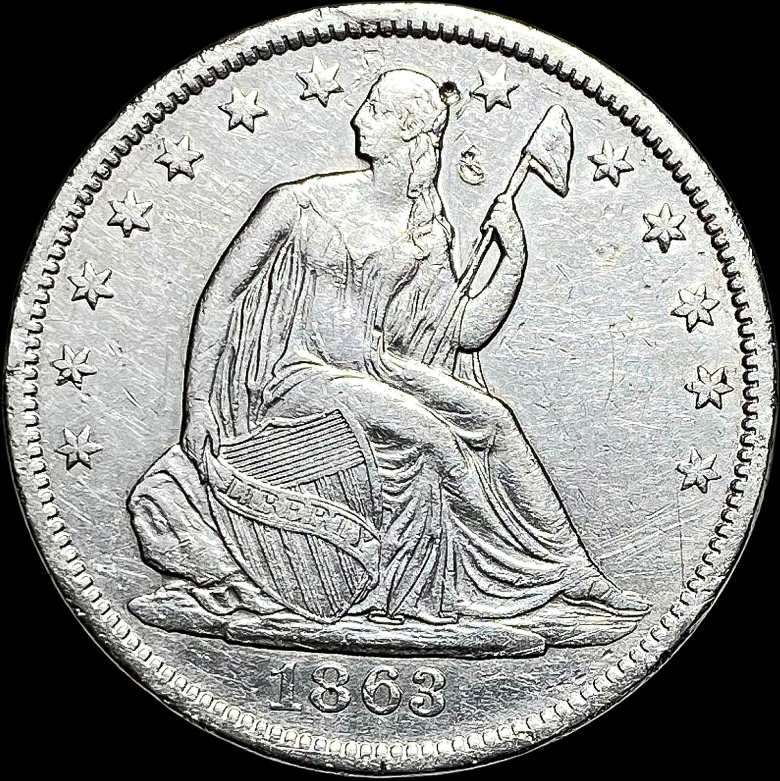 1863-S Silver Half Dollar NEARLY UNCIRCULATED (1 of 2)