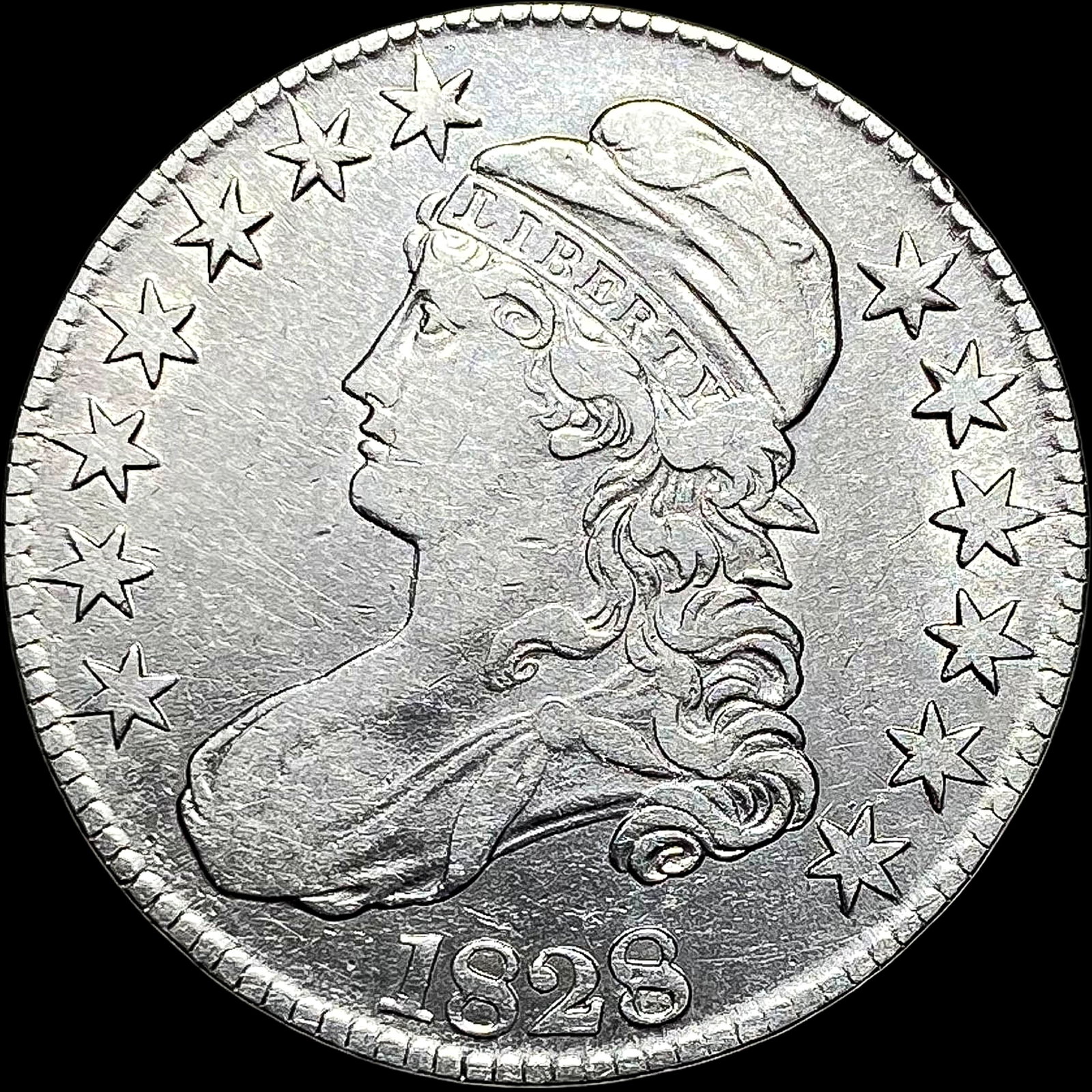 1828 Capped Bust Half Dollar LIGHTLY CIRCULATED: 1828 Capped Bust Half Dollar LIGHTLY CIRCULATED