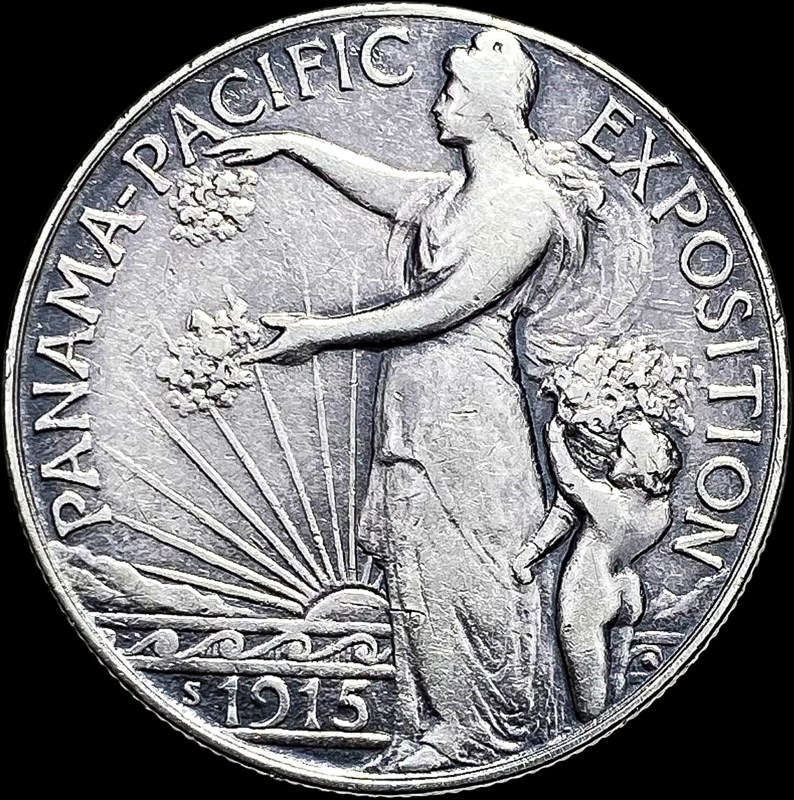 1915-S Silver Panama-Pacific Half Dollar NEARLY UNCIRCULATED (1 of 2)