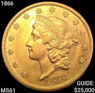 1866 $20 Gold Double Eagle UNCIRCULATED: 1866 $20 Gold Double Eagle UNCIRCULATED