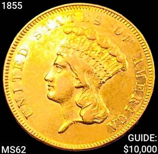 1855 $3 Gold Piece UNCIRCULATED: 1855 $3 Gold Piece UNCIRCULATED