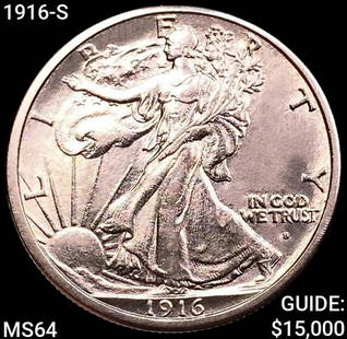 1916-S Walking Liberty Half Dollar CHOICE BU: 1916-S Walking Liberty Half Dollar CHOICE BU