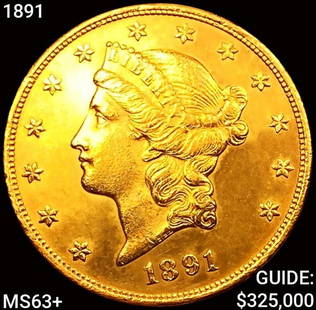 1891 $20 Gold Double Eagle CHOICE BU+: 1891 $20 Gold Double Eagle CHOICE BU+