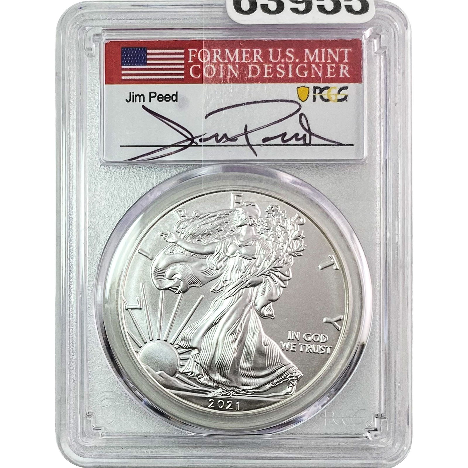 2021-W Silver Eagle PCGS MS70 Jim  Peed TY 1 (1 of 2)