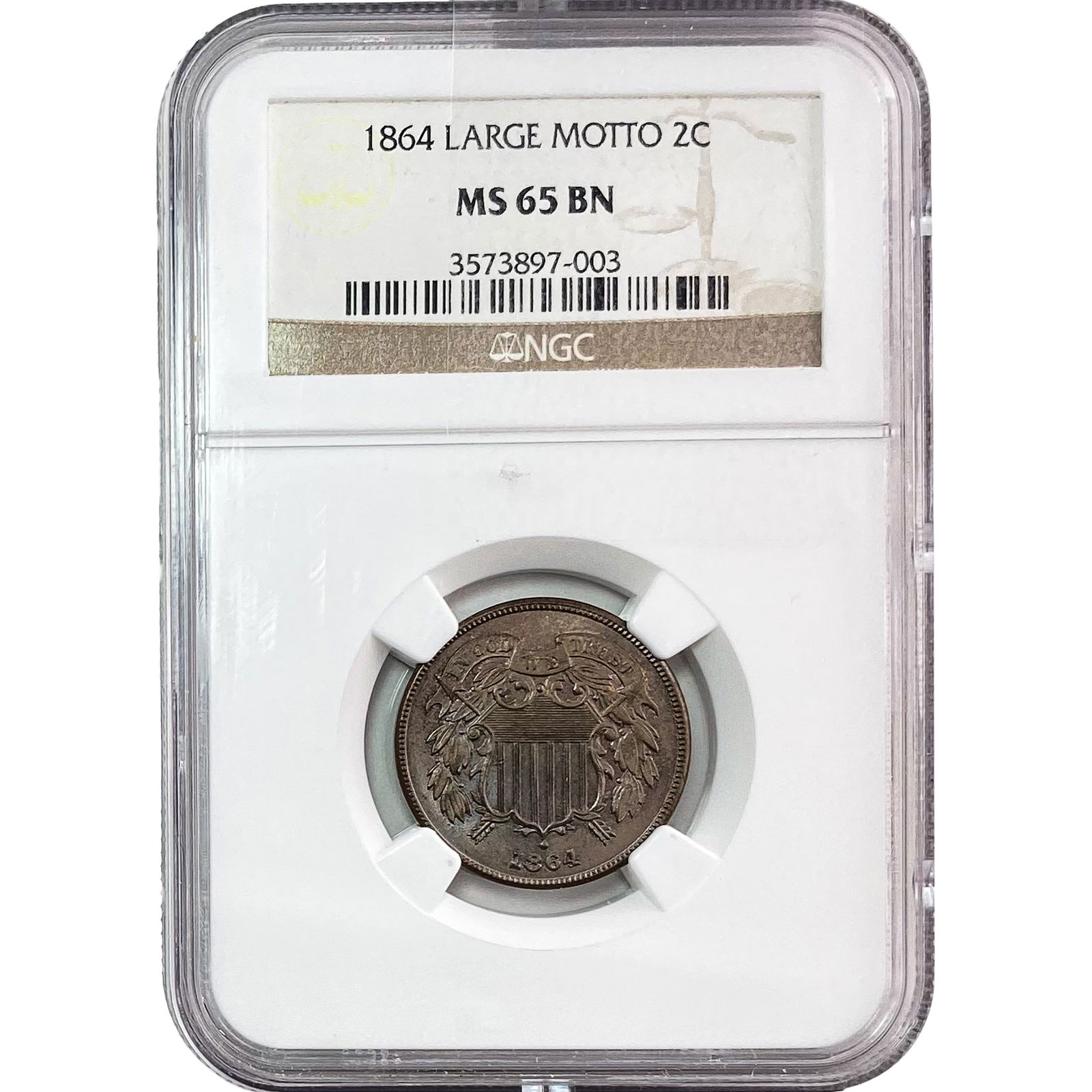 1864 Two Cent Piece NGC MS65 Large Motto BN (1 of 2)