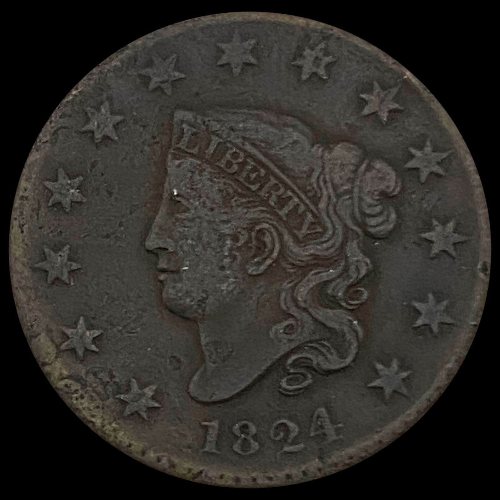 1824 Coronet Head Large Cent LIGHTLY CIRCULATED (1 of 2)