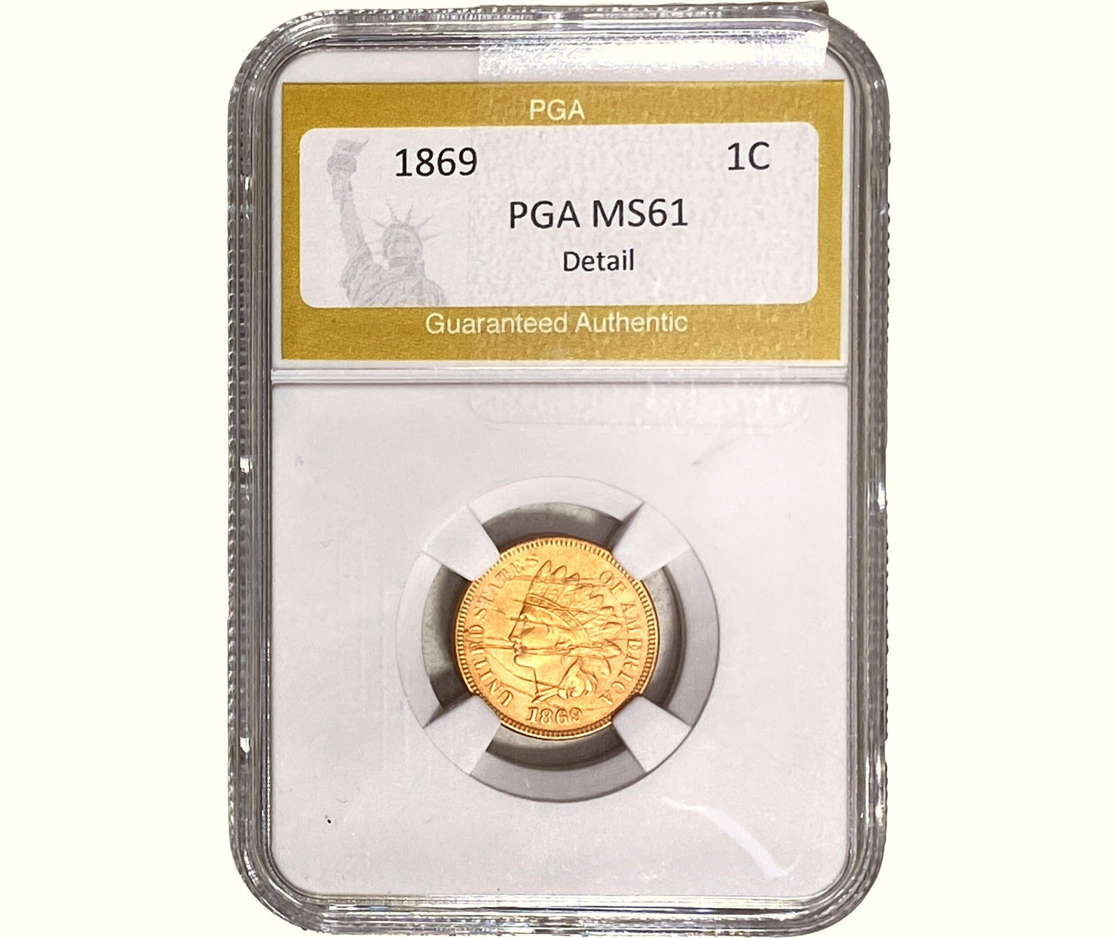 1869 Indian Head Cent PGA MS61 Detail (1 of 2)
