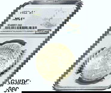 1922 Silver Peace Dollar NGC MS61: 1922 Silver Peace Dollar NGC MS61
