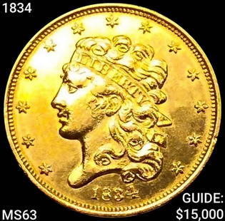 1834 $5 Gold Half Eagle CHOICE BU: 1834 $5 Gold Half Eagle CHOICE BU