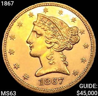 1867 $5 Gold Half Eagle CHOICE BU: 1867 $5 Gold Half Eagle CHOICE BU