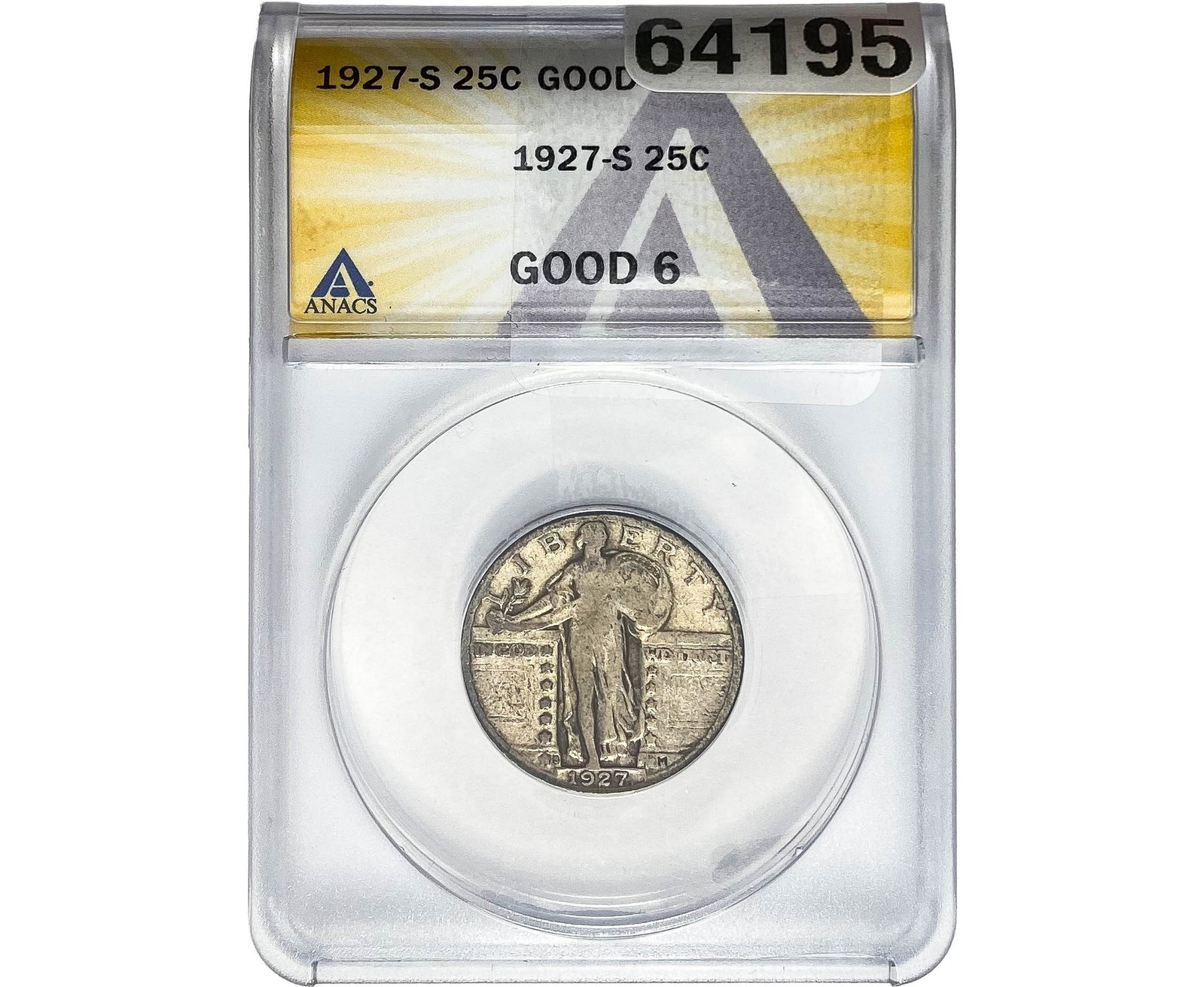 1927-S Standing Liberty Quarter ANACS GOOD6: 1927-S Standing Liberty Quarter ANACS GOOD6