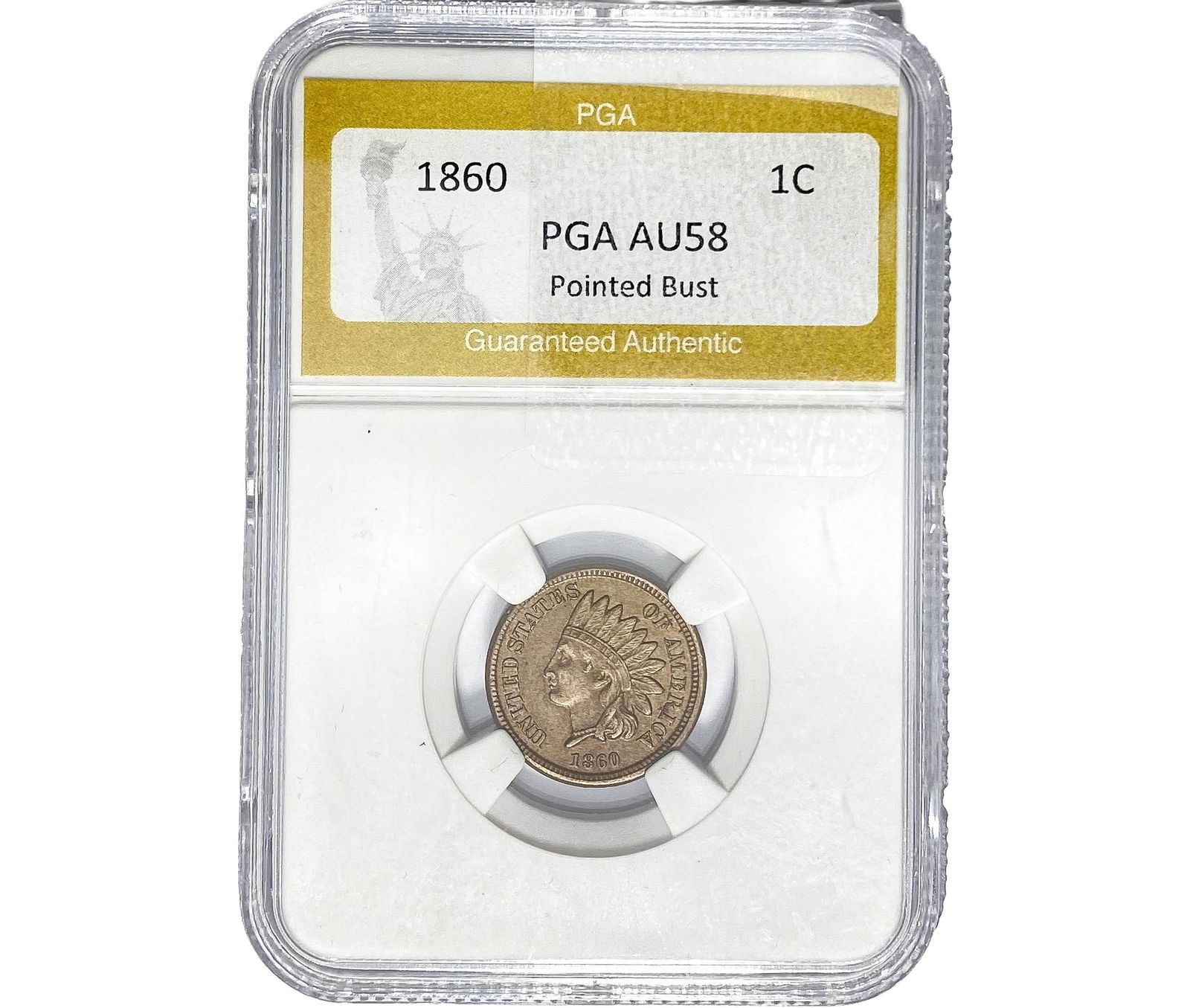 1860 Indian Head Cent PGA AU58 Pointed Bust (1 of 2)