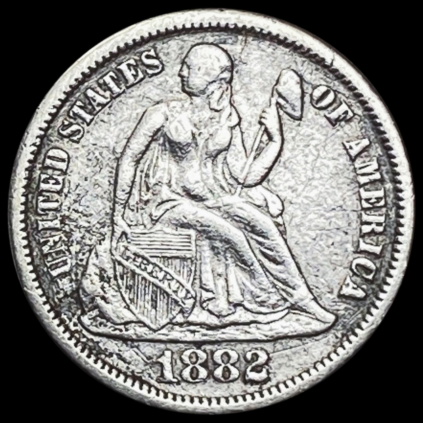 1882 Seated Liberty Dime NEARLY UNCIRCULATED: 1882 Seated Liberty Dime NEARLY UNCIRCULATED