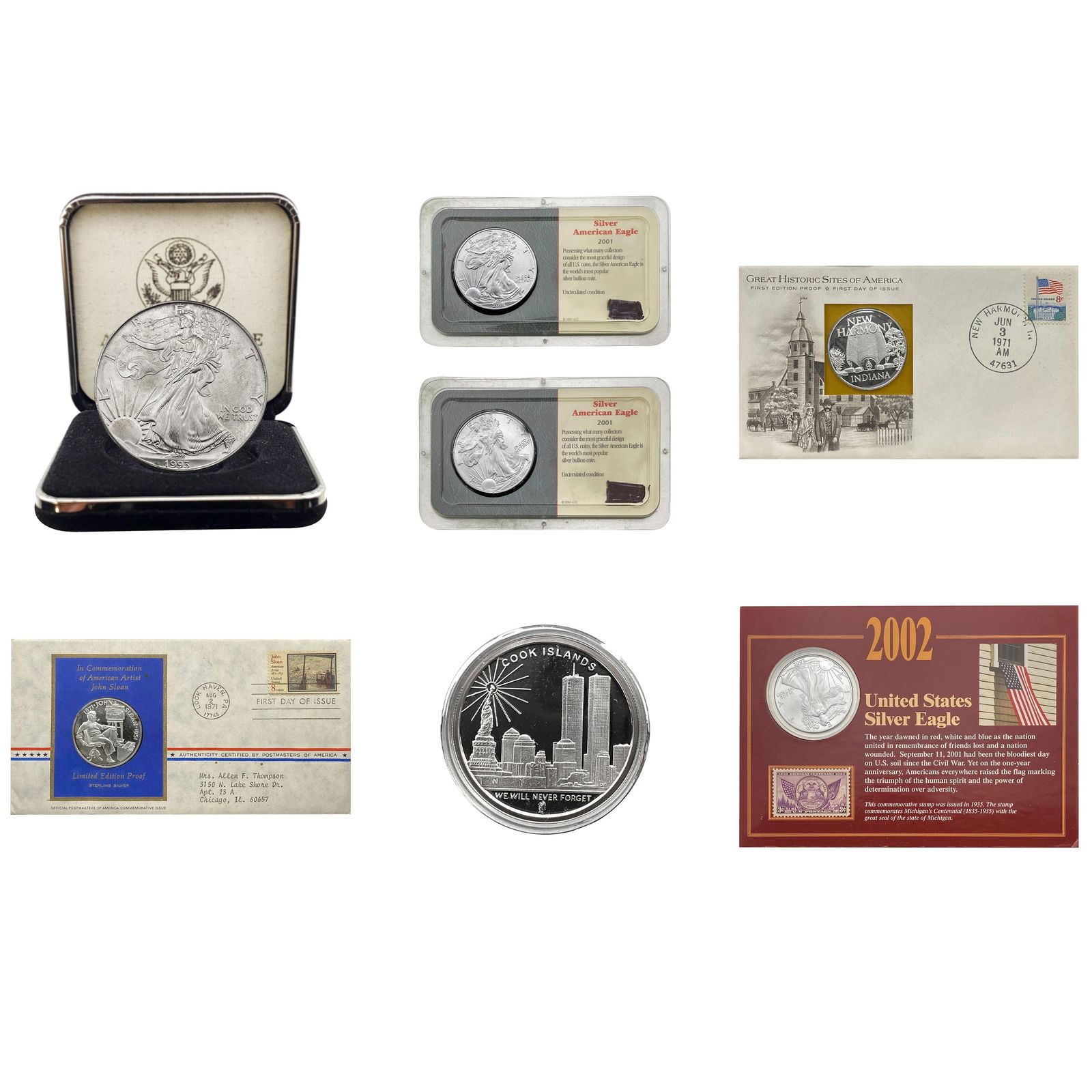 1970-2002 US Commemorative Silver Lot [7 Coins] (1 of 14)