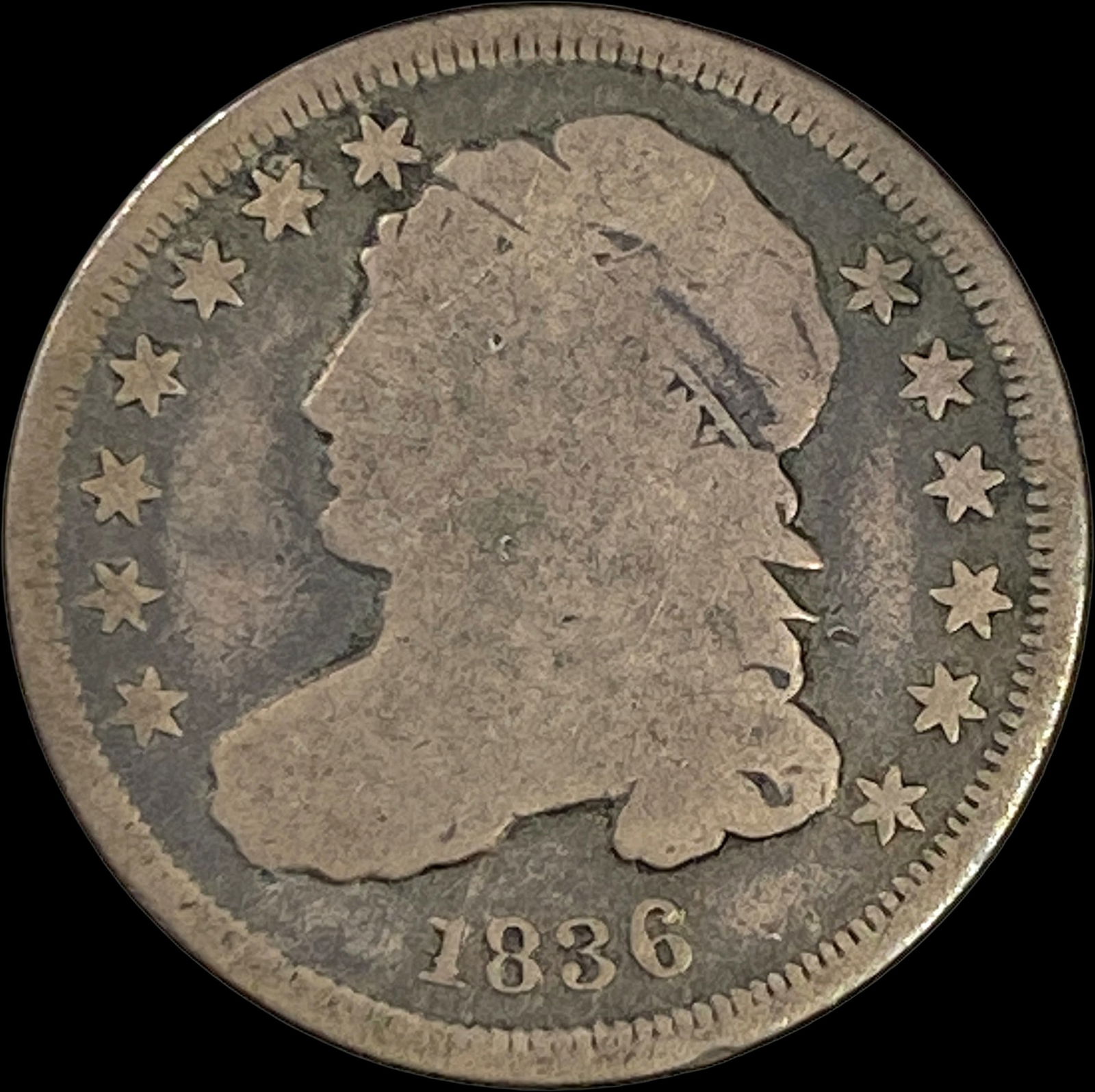1836 Silver Capped Bust Dime NICELY CIRCULATED (1 of 2)