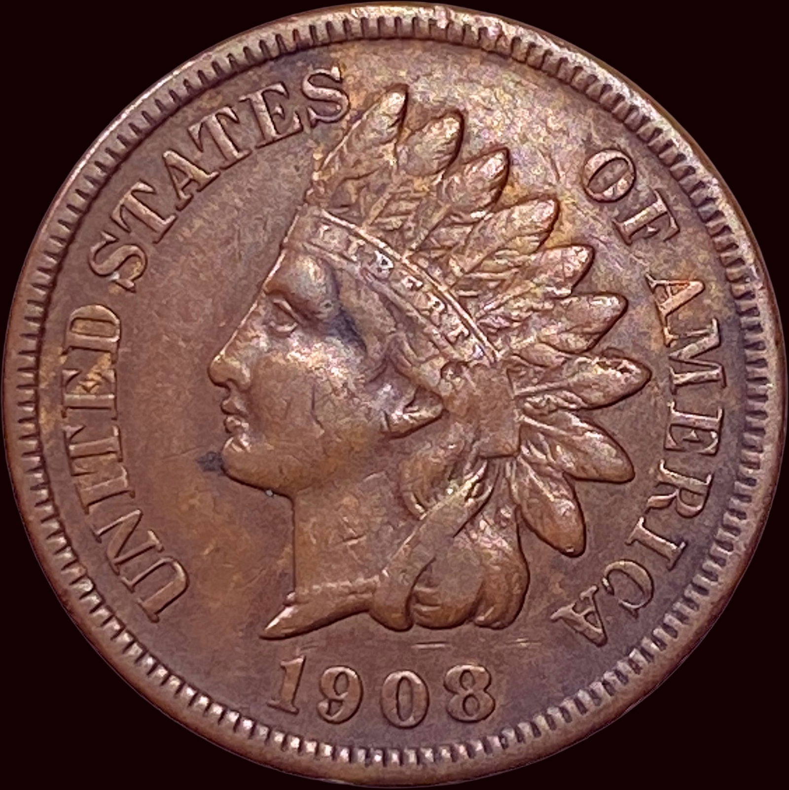 1908-S Indian Head Cent CLOSELY UNCIRCULATED (1 of 2)