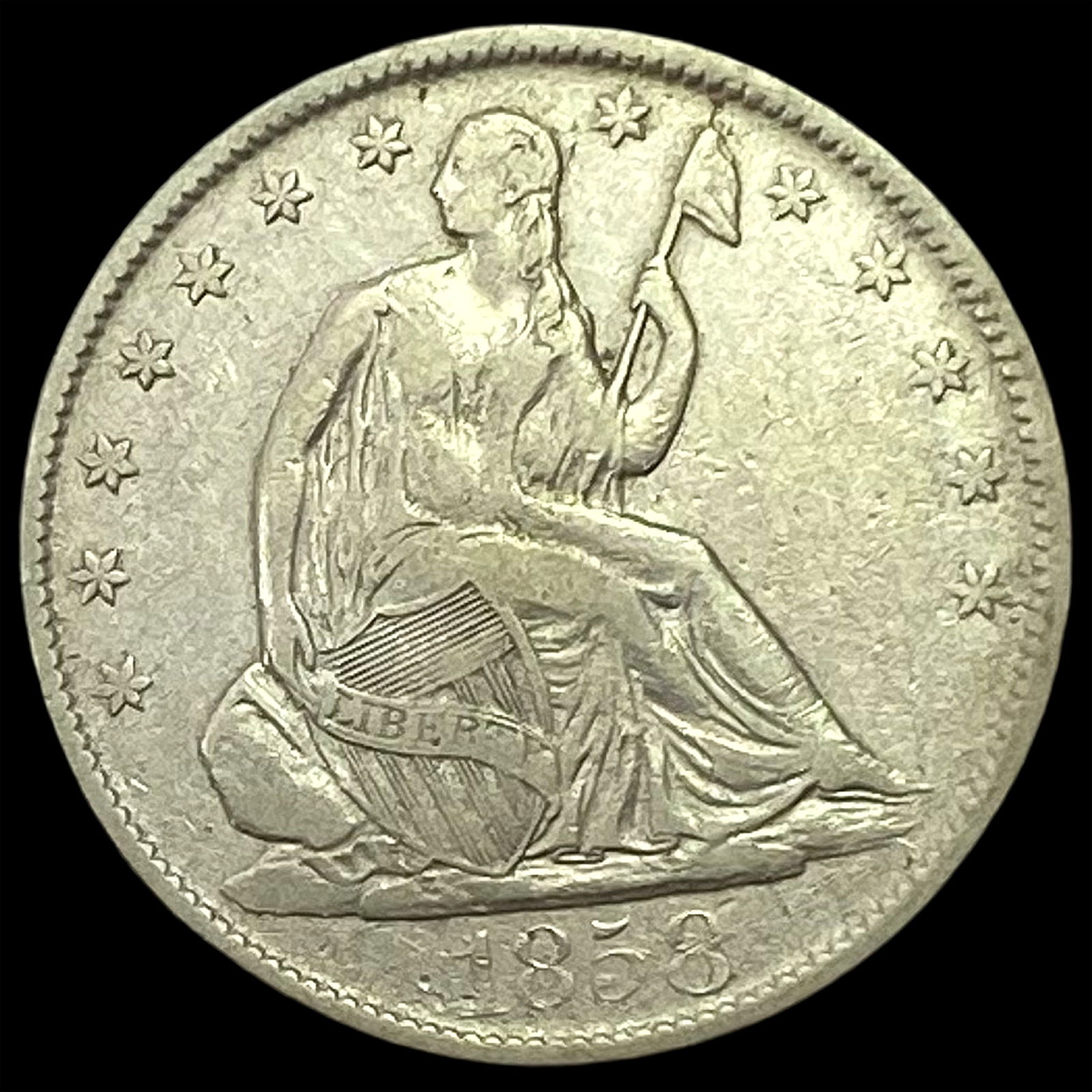 1858-O Seated Liberty Half Dollar LIGHTLY CIRCULATED (1 of 2)