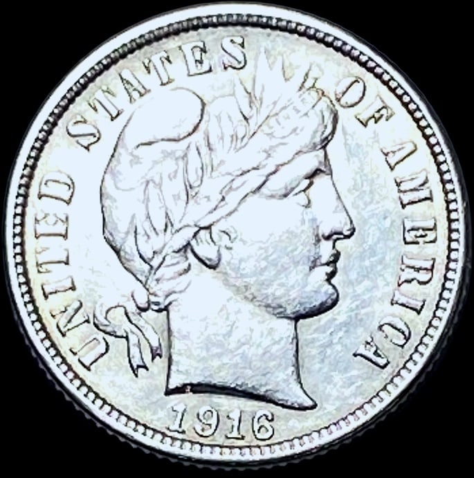 1916 Barber Dime CHOICE AU (1 of 2)