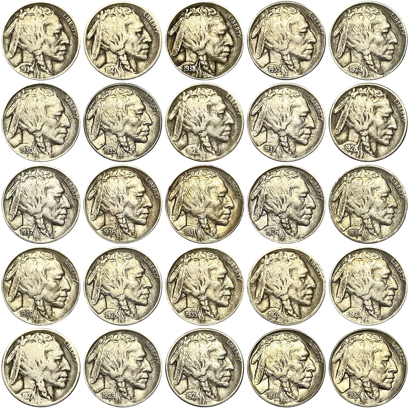 1928-1938 Varied Date Buffalo Nickel Lot [25 Coins] (1 of 2)