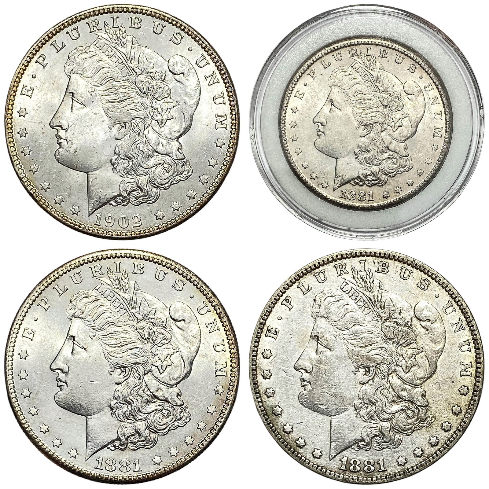 1881-1902 GEM BU Morgan Silver Dollar Lot [4 Coins] (1 of 2)