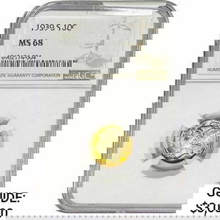1939-S Mercury Silver Dime NGC MS68: 1939-S Mercury Silver Dime NGC MS68