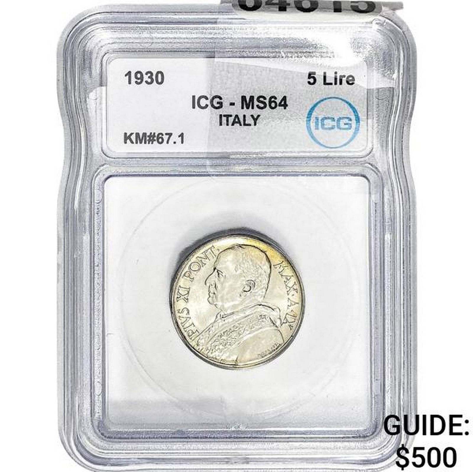 1930 Italy Pius XI Silver 5 Lire ICG MS64 (1 of 2)