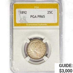1892 Barber Quarter PGA PR65