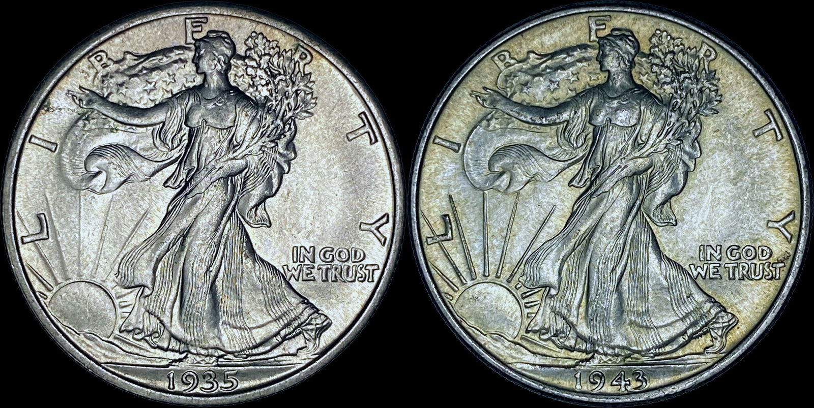 [2]1935-1943 Walking Liberty Half Dollar CHOICE BU (1 of 2)