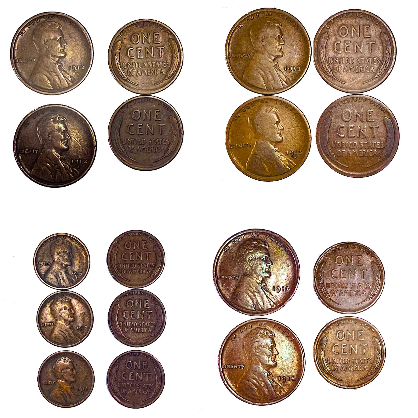 1912-1918 Better Date Lincoln Wheat Cent[13 Coins] (1 of 1)