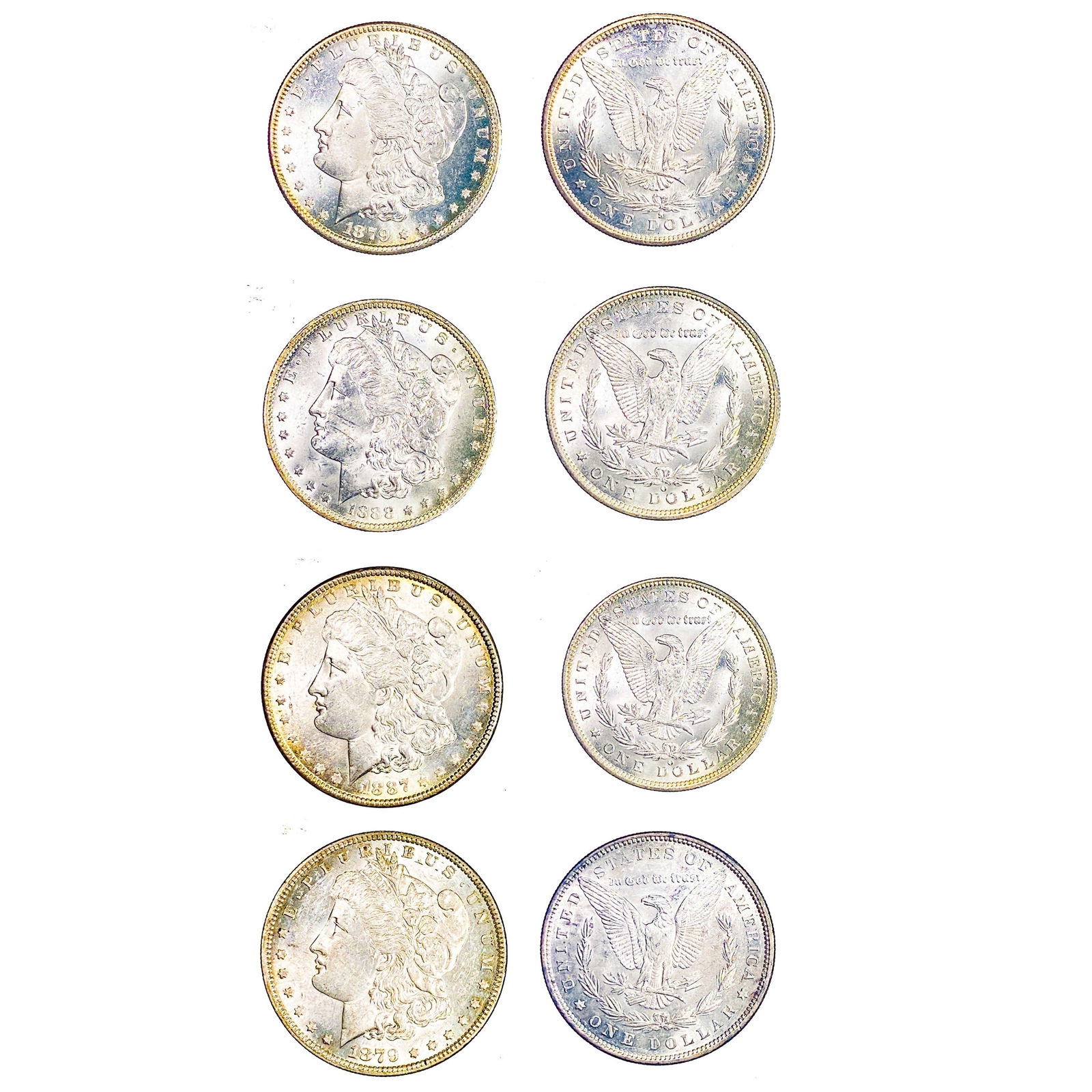 1879-1888 GEM BU Morgan Silver Dollar Lot [4 Coins] (1 of 1)