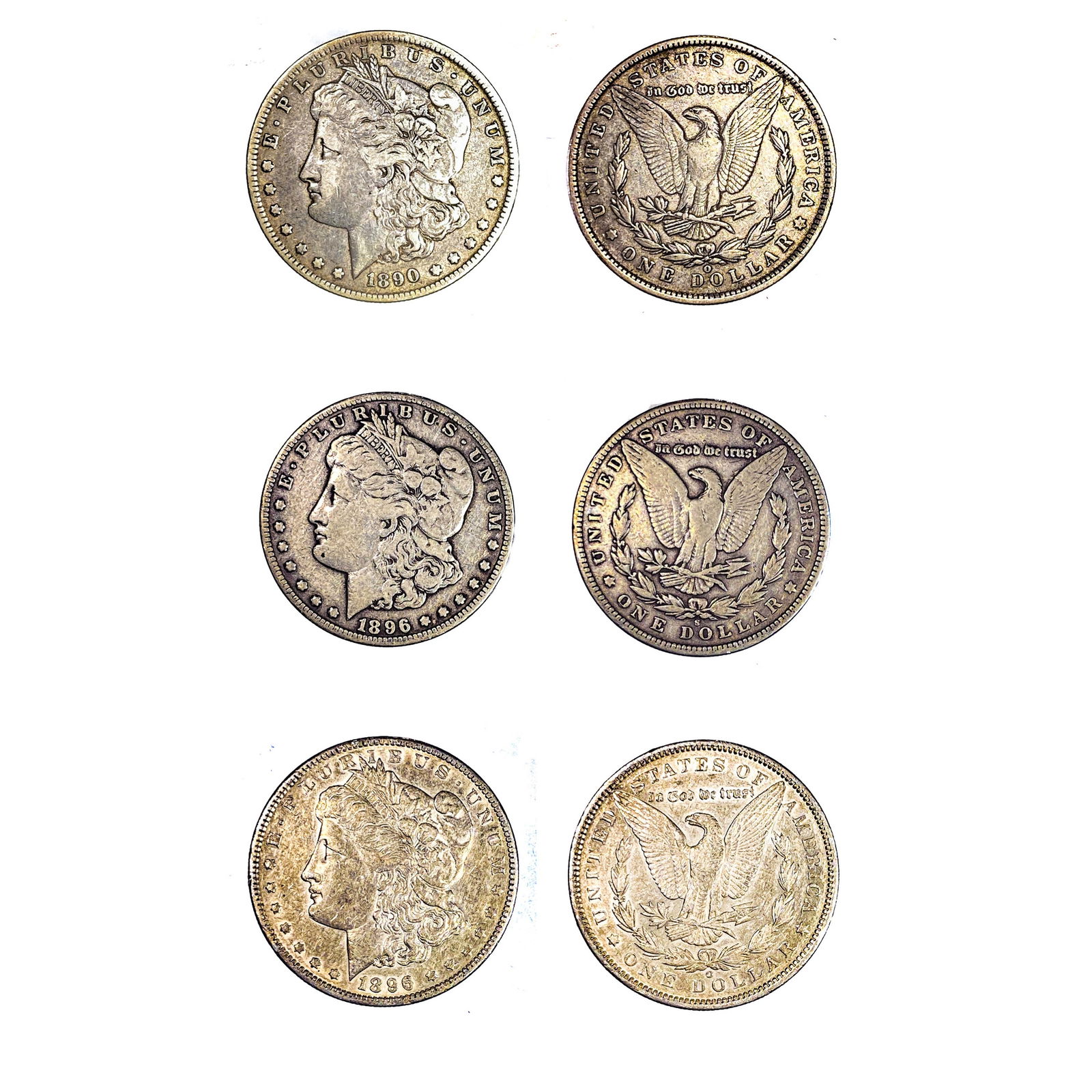 1890-1896 Better Date Morgan Silver Dollar[3 Coins] (1 of 1)