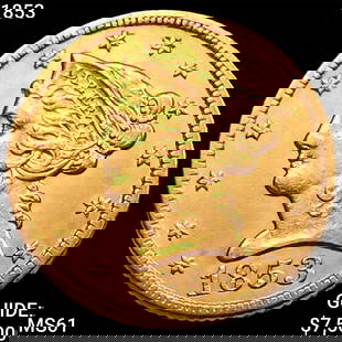1853 $5 Gold Half Eagle UNCIRCULATED: 1853 $5 Gold Half Eagle UNCIRCULATED