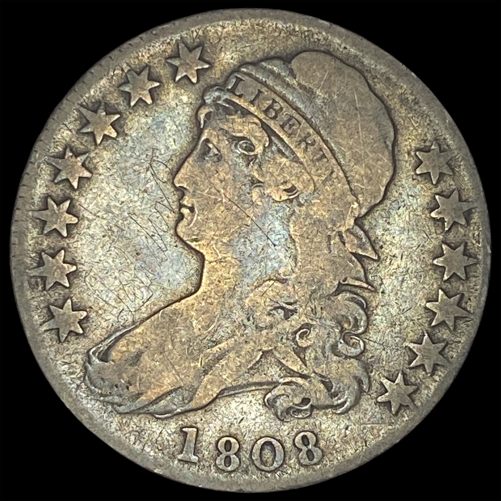 1808 Capped Bust Half Dollar LIGHTLY CIRCULATED: 1808 Capped Bust Half Dollar LIGHTLY CIRCULATED