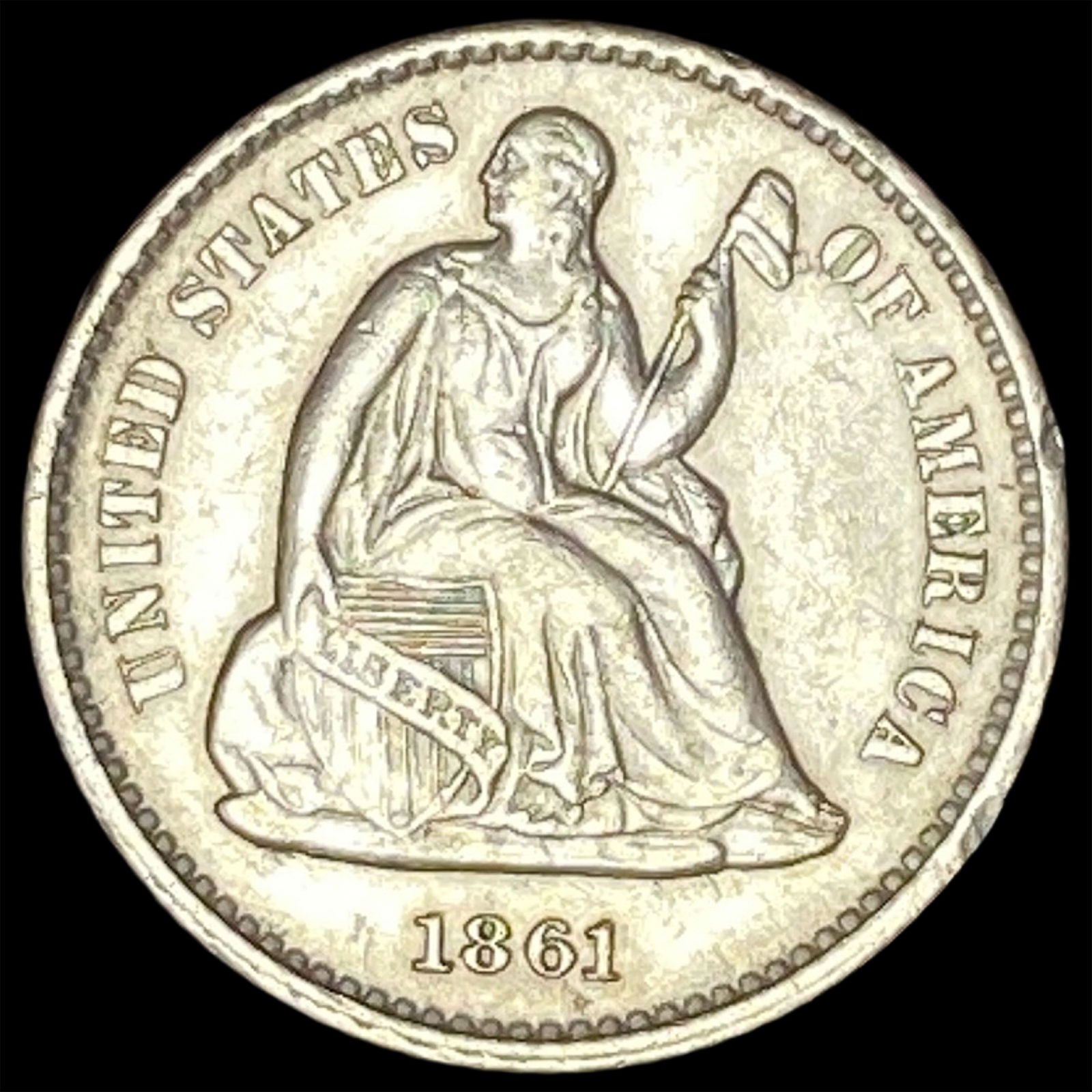 1861 Seated Liberty Half Dime UNCIRCULATED (1 of 2)