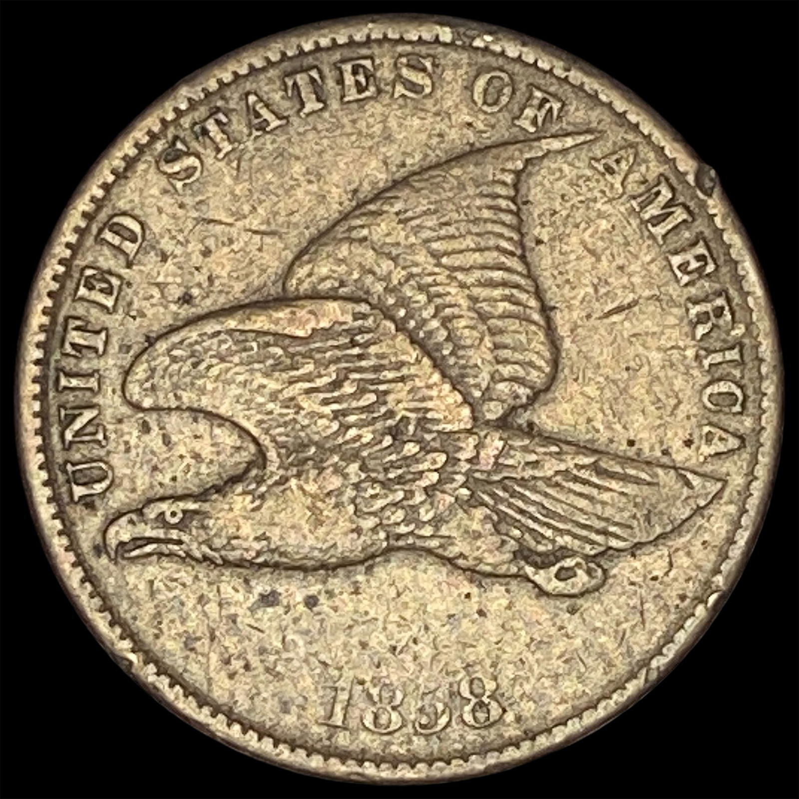 1858 Copper-Nickel Flying Eagle Cent NEARLY UNCIRCULATED (1 of 2)