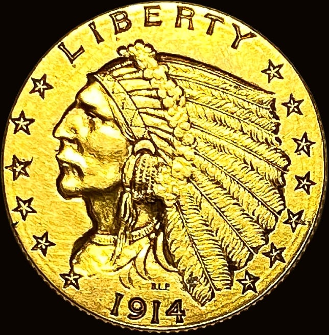 1914-D Gold $2.5 Indian Head Quarter Eagle CLOSELY UNCIRCULATED (1 of 2)