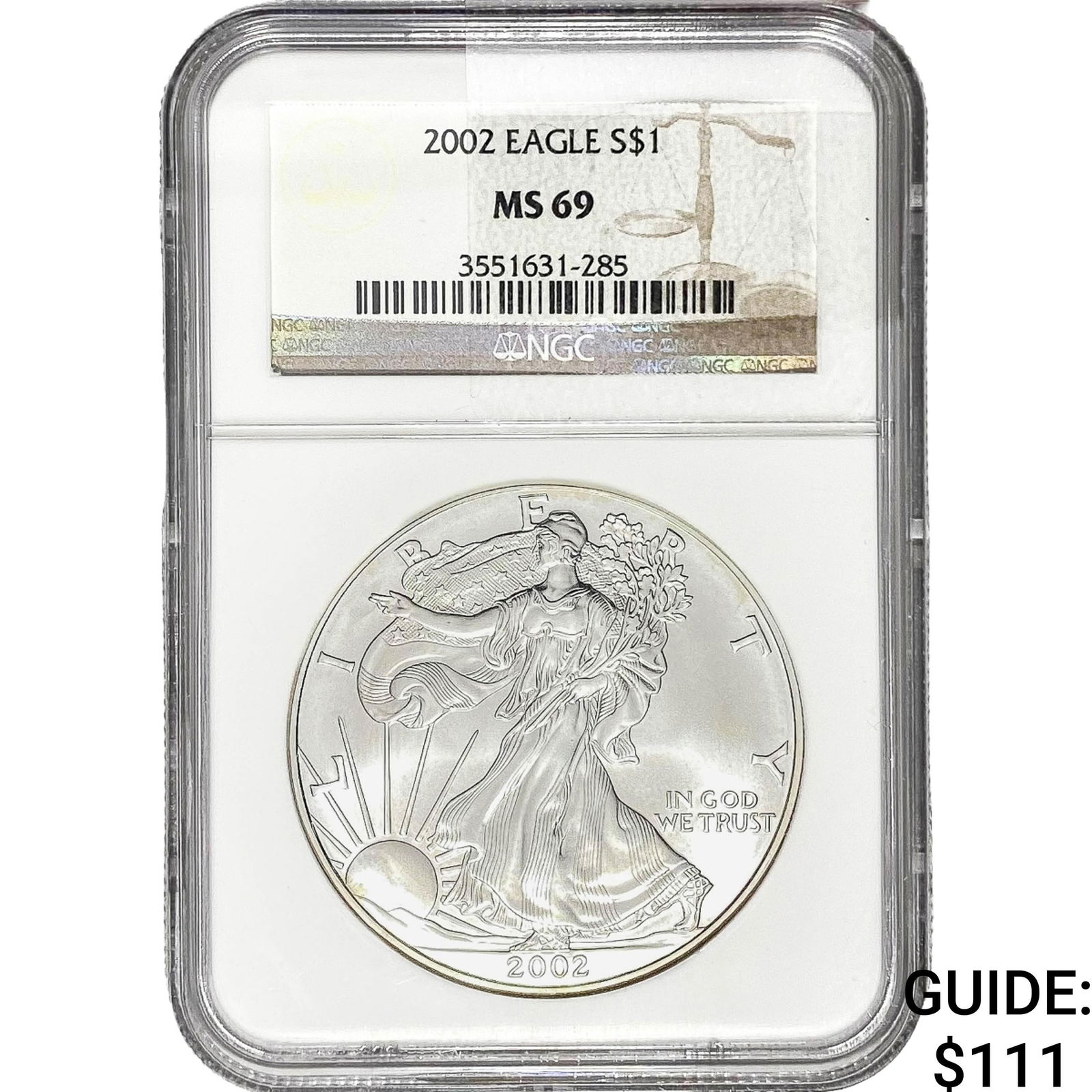 2002 $1 Silver Eagle NGC MS69 (1 of 2)