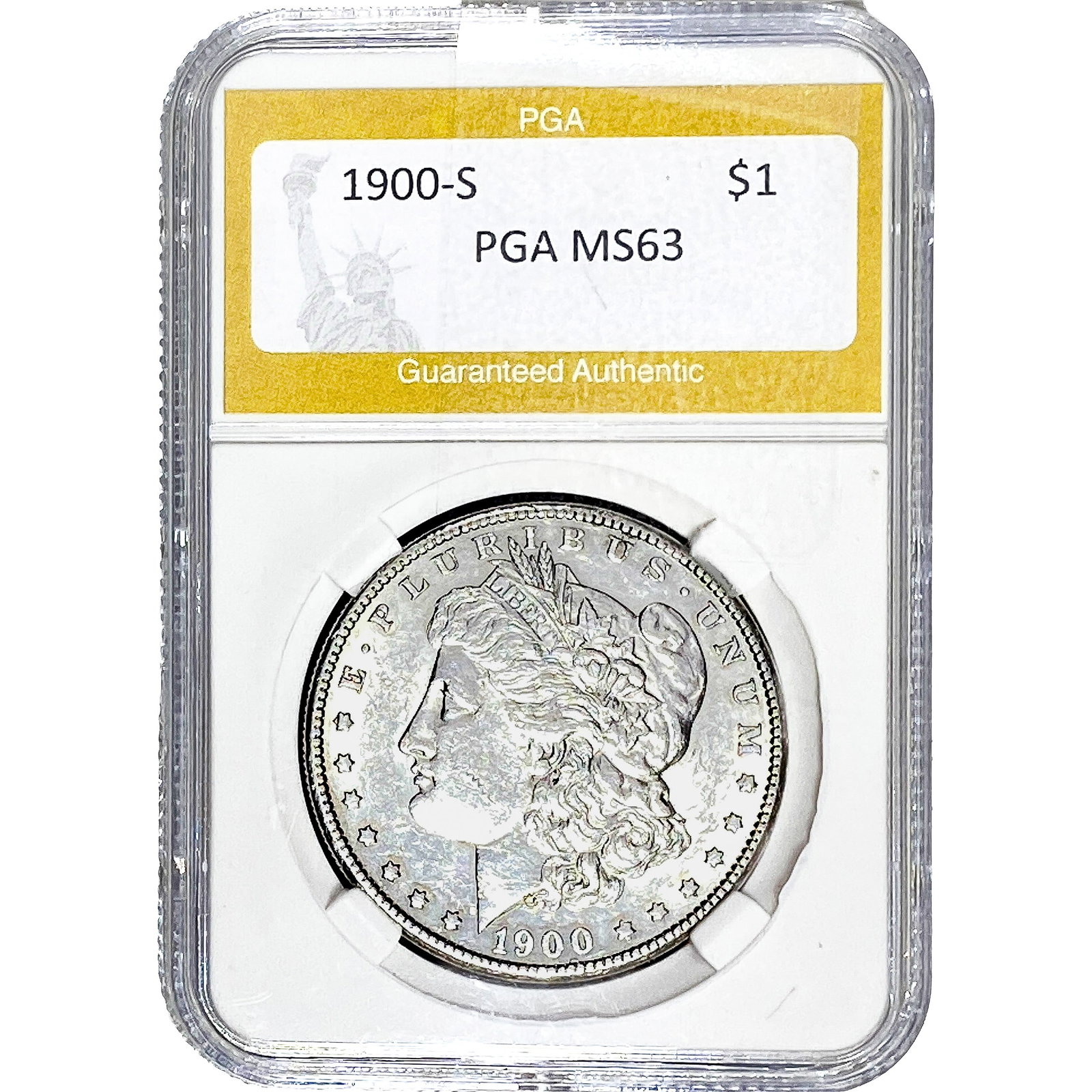 1900-S Morgan Silver Dollar PGA MS63: 1900-S Morgan Silver Dollar PGA MS63