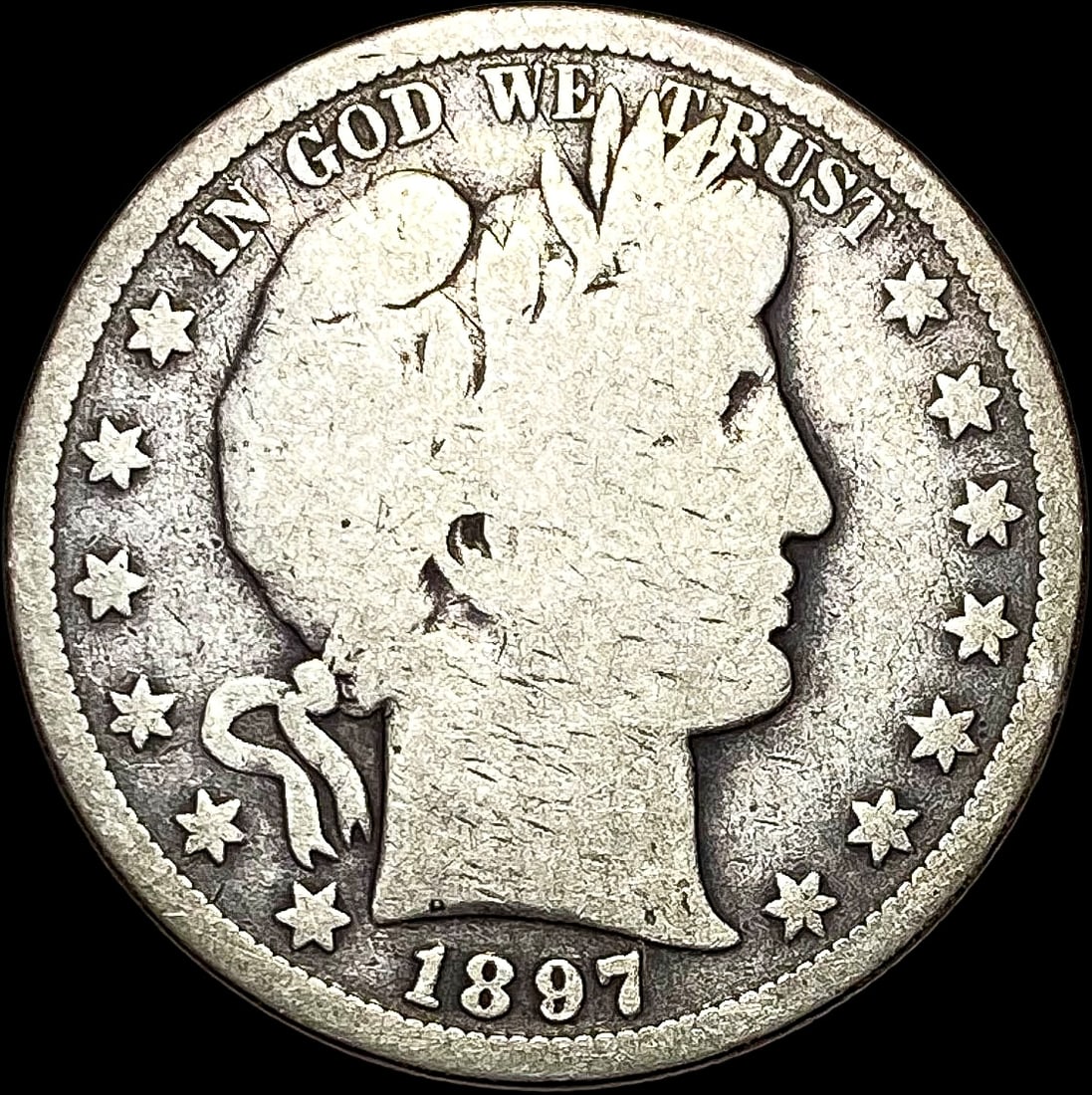 1897-S Silver Barber Half Dollar NICELY CIRCULATED (1 of 2)