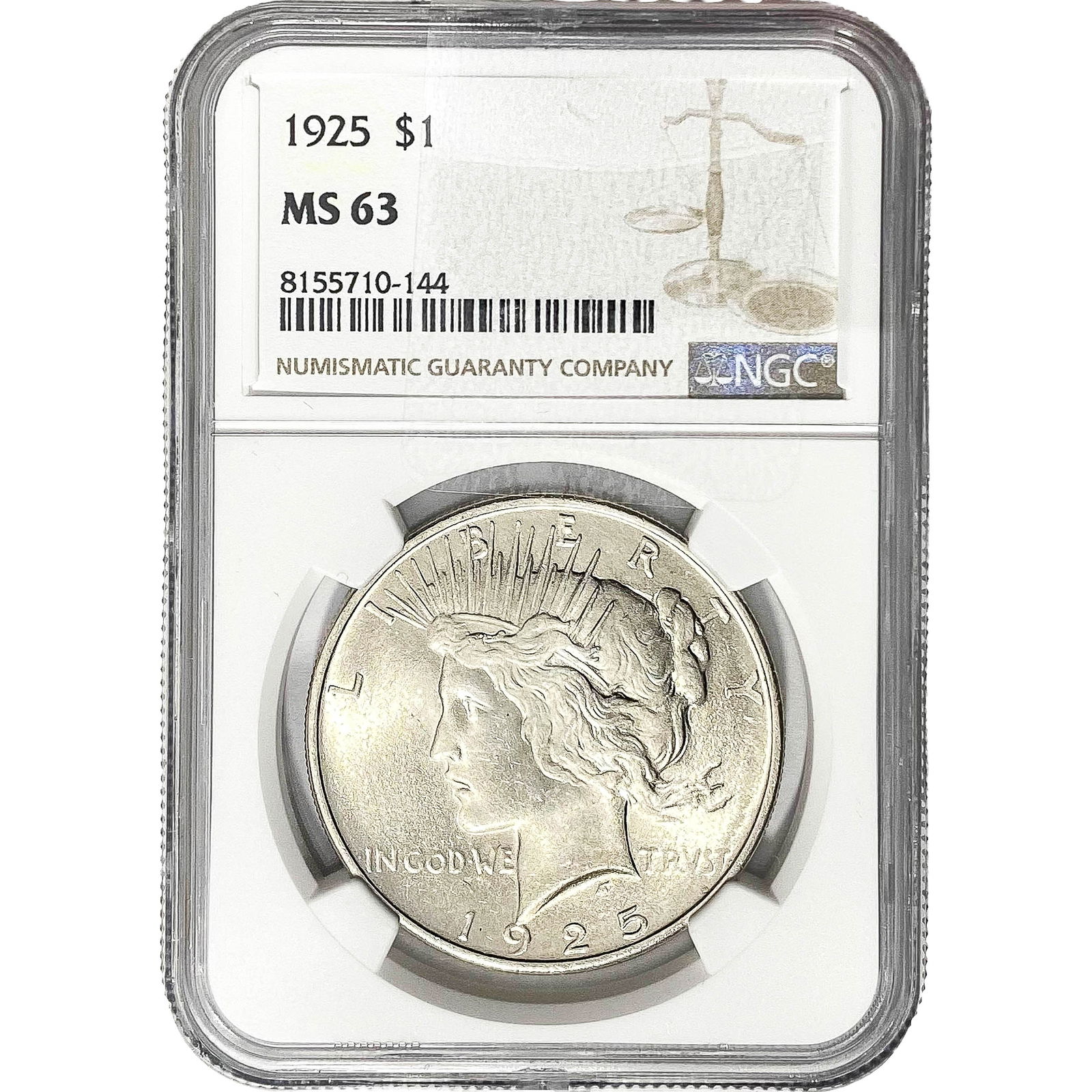 1925 Silver Peace Dollar NGC MS63 (1 of 2)