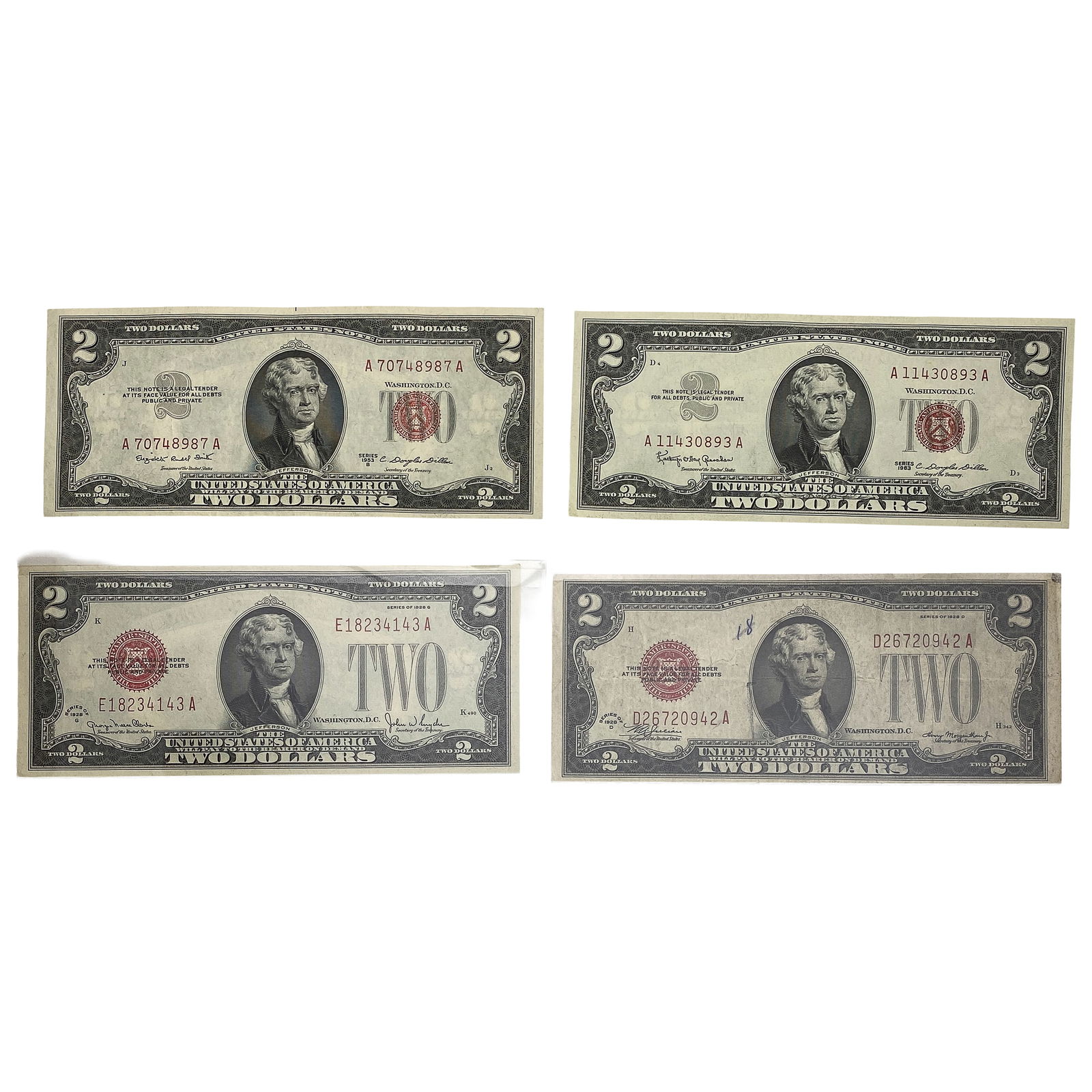 1928-1963 High Grade US $2 Federal Res Notes [4 Notes] (1 of 2)