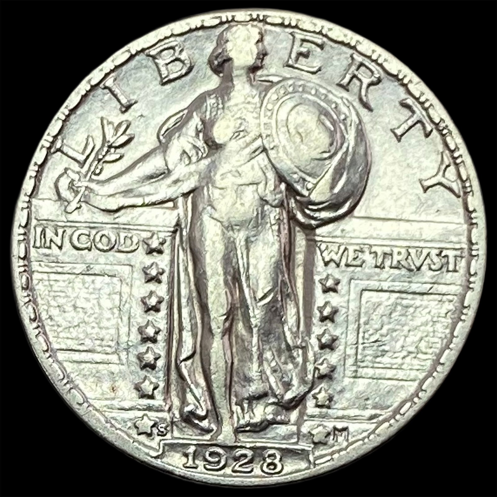 1928-S Silver Standing Liberty Quarter CLOSELY UNCIRCULATED: 1928-S Silver Standing Liberty Quarter CLOSELY UNCIRCULATED