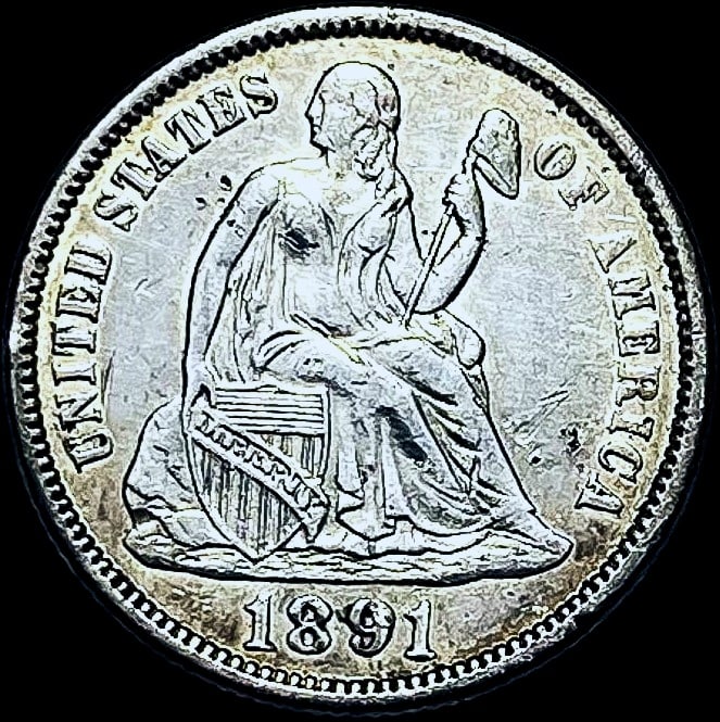 1891 Silver Seated Liberty Dime CHOICE AU (1 of 2)