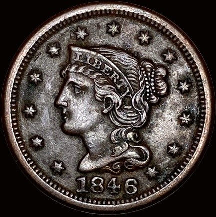 1846 Braided Hair Large Cent ABOUT UNCIRCULATED (1 of 2)