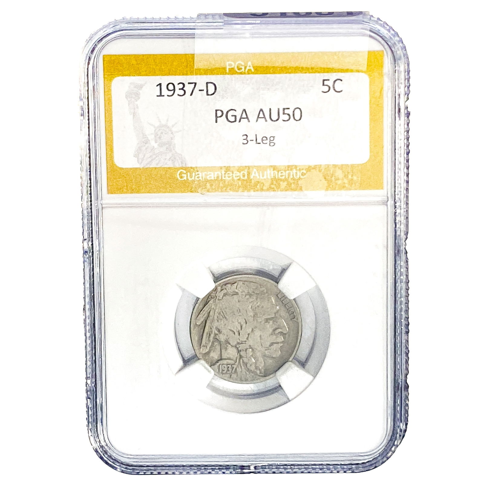 1937-D Buffalo Nickel PGA AU50 3-LEG (1 of 2)