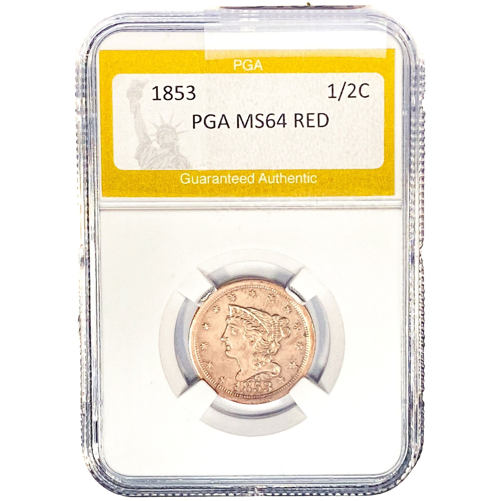 1853 Braided Hair Half Cent PGA MS64 RED (1 of 2)