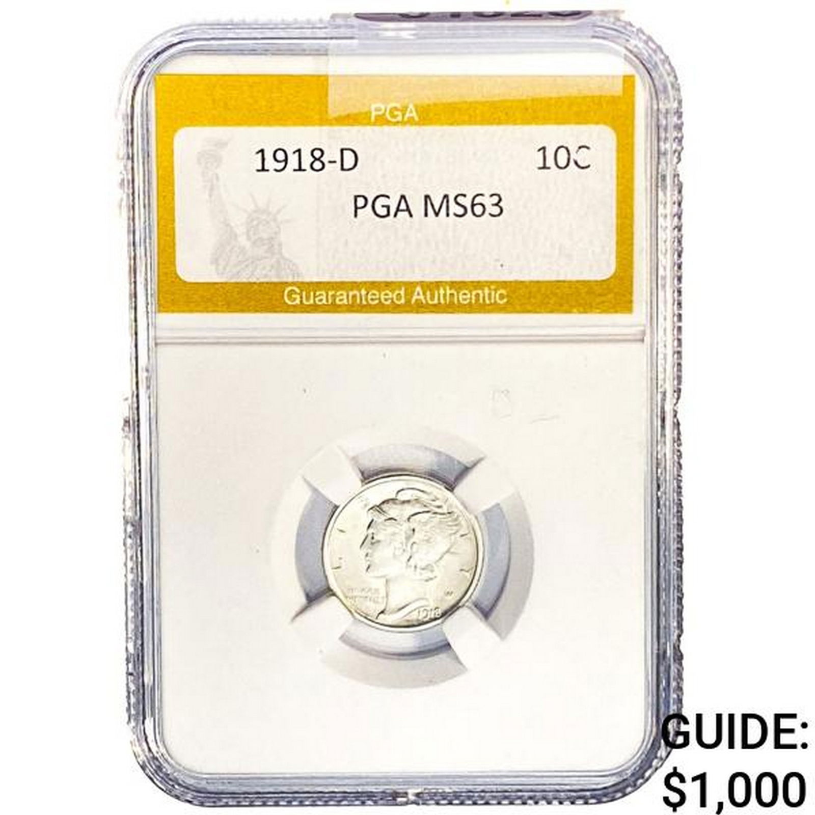 1918-D Mercury Silver Dime PGA MS63 (1 of 2)
