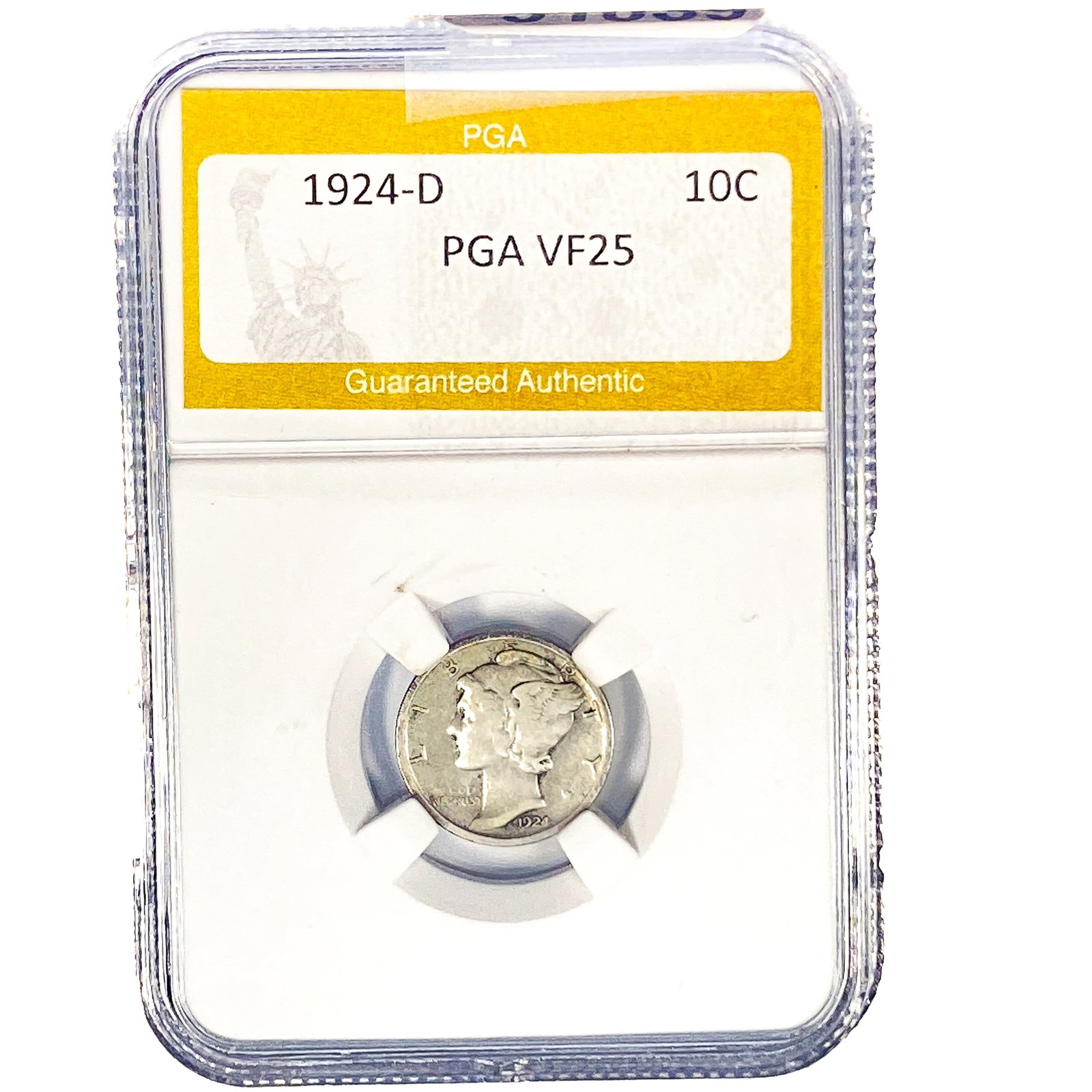 1924-D Mercury Silver Dime PGA VF25: 1924-D Mercury Silver Dime PGA VF25