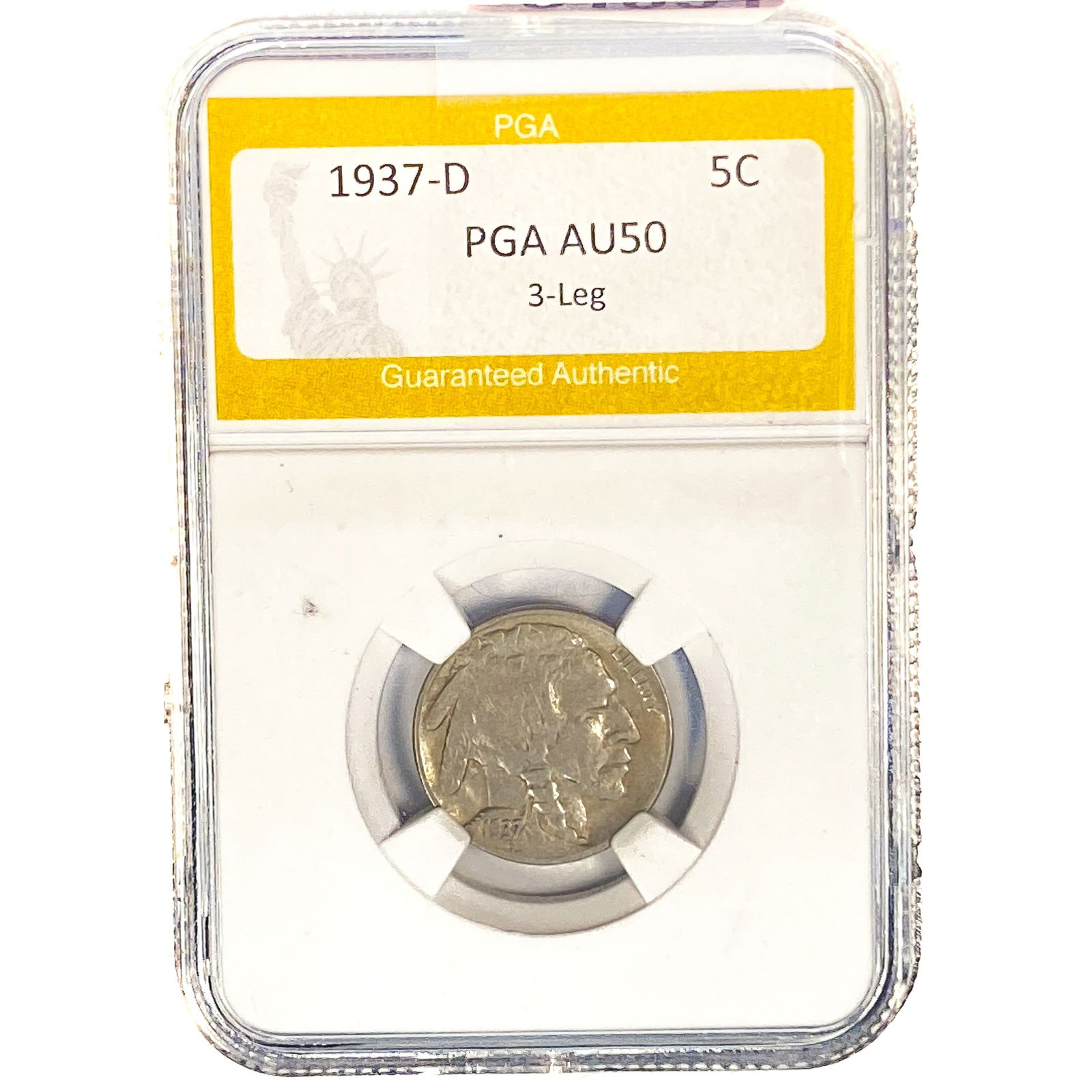 1937-D Buffalo Nickel PGA AU50 3-LEG (1 of 2)