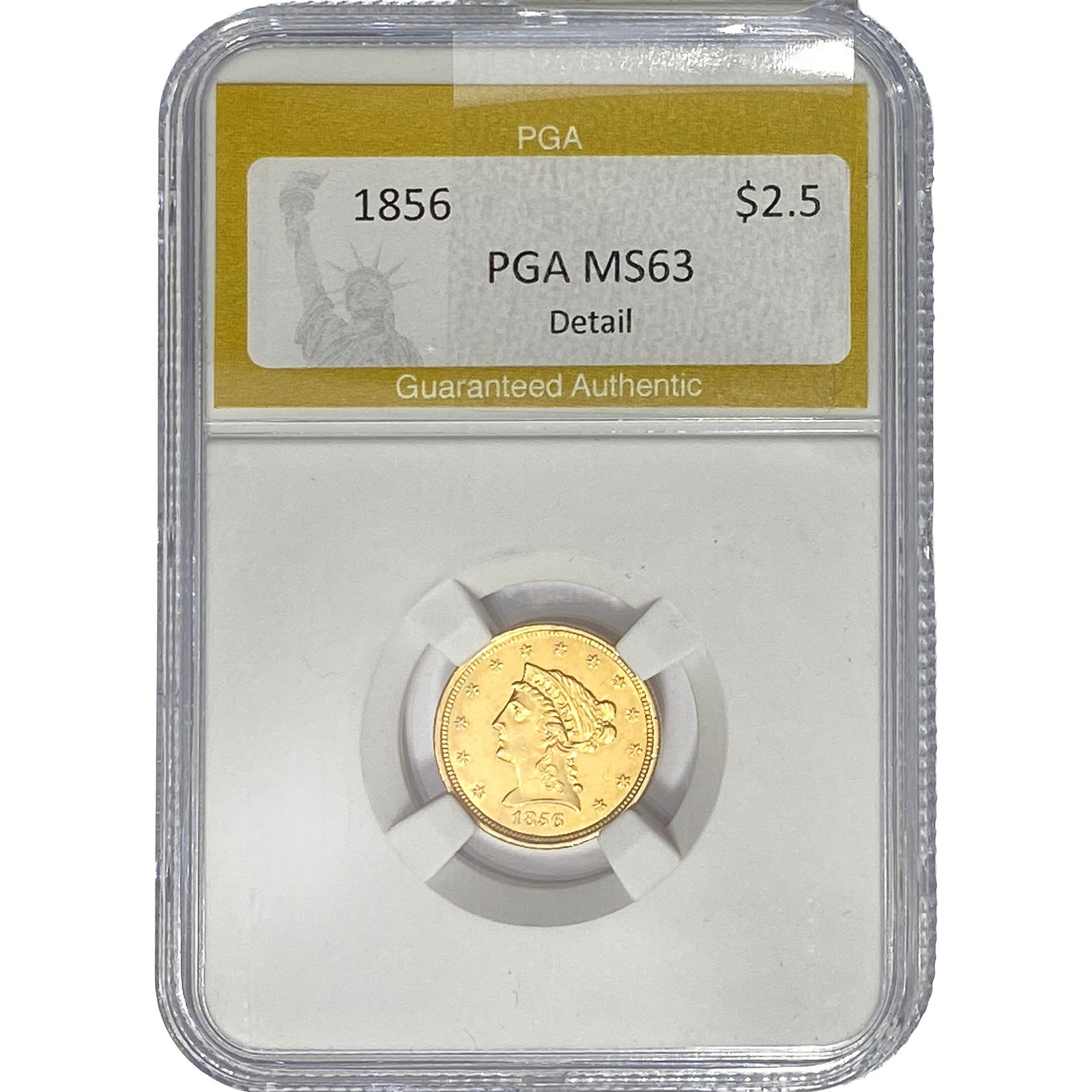 1856 $2.50 Gold Quarter Eagle PGA MS63 DETAIL (1 of 2)